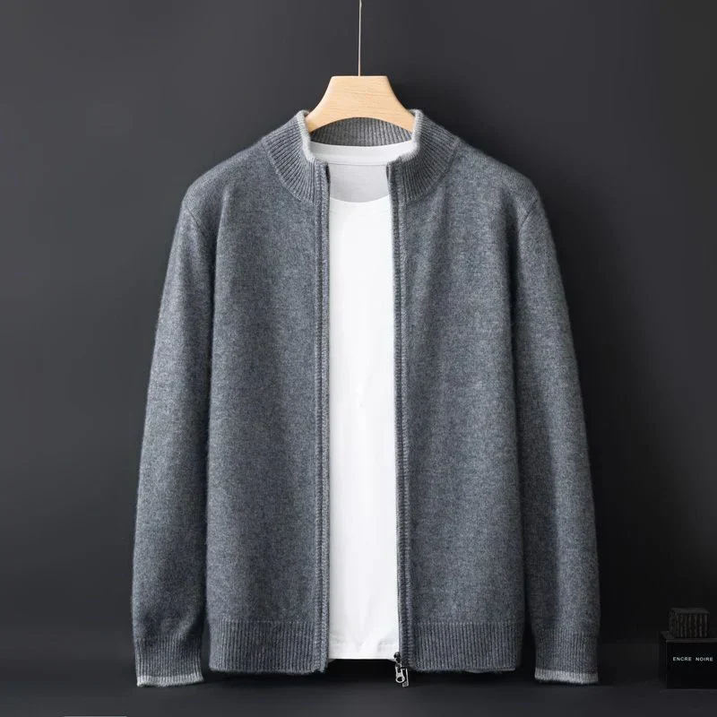 Reißverschluss Strickjacke Für Herren | Minimalistischer Stil Mit Stehkragen