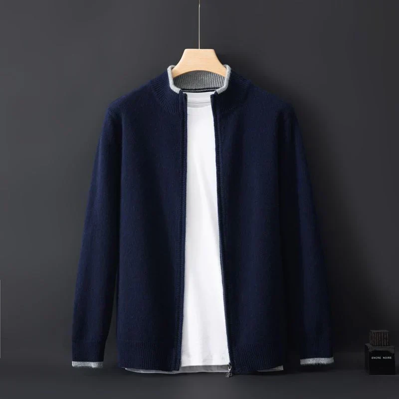Reißverschluss Strickjacke Für Herren | Minimalistischer Stil Mit Stehkragen