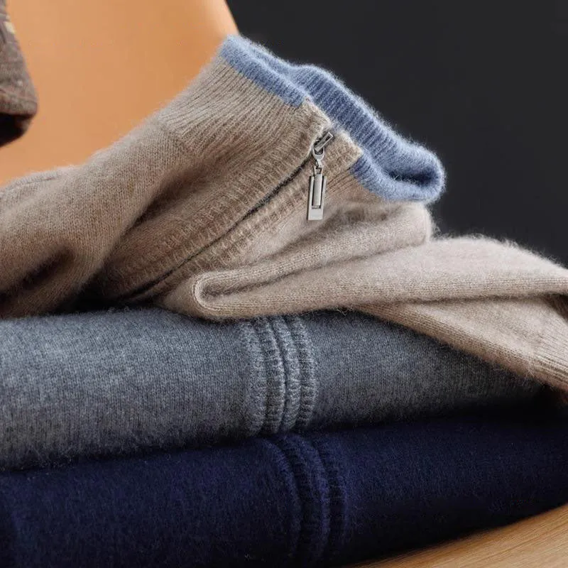 Reißverschluss Strickjacke Für Herren | Minimalistischer Stil Mit Stehkragen