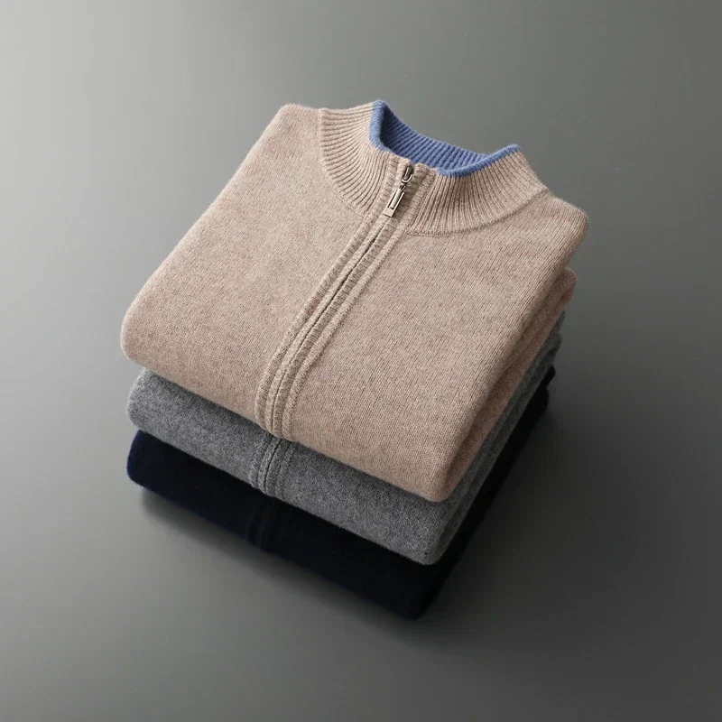 Reißverschluss Strickjacke Für Herren | Minimalistischer Stil Mit Stehkragen