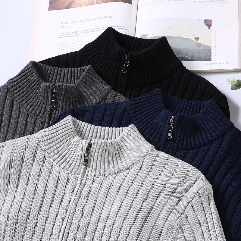 Herren Strickjacke Mit Reißverschluss | Geripptes Design Für Alltag