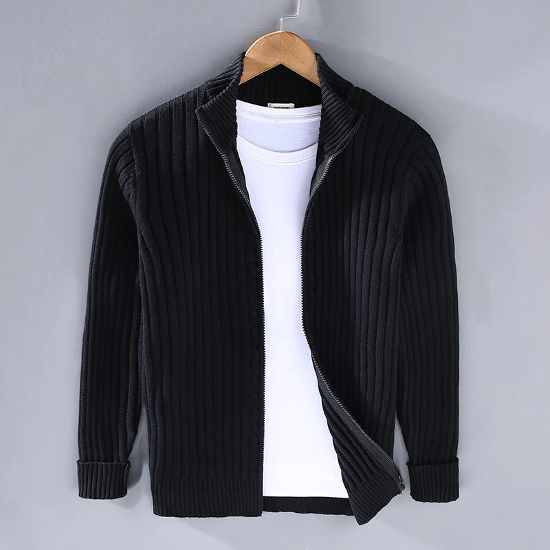 Herren Strickjacke Mit Reißverschluss | Geripptes Design Für Alltag