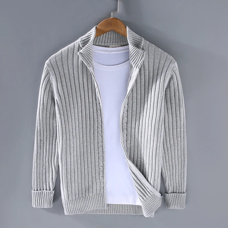 Herren Strickjacke Mit Reißverschluss | Geripptes Design Für Alltag