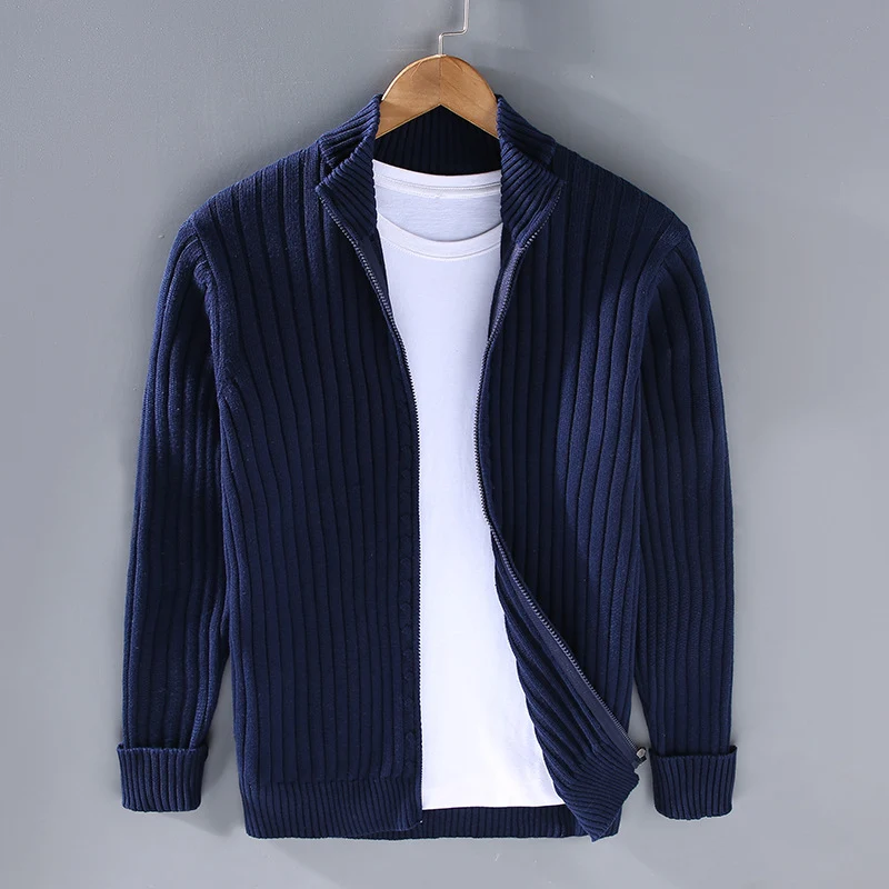 Herren Strickjacke Mit Reißverschluss | Geripptes Design Für Alltag