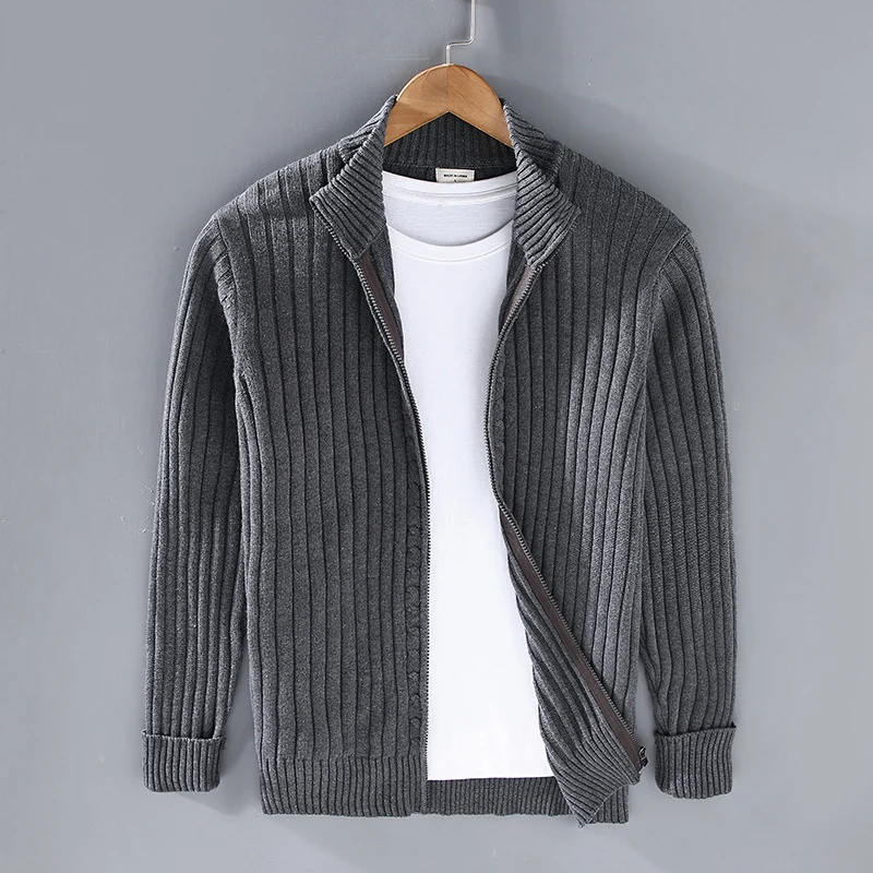 Herren Strickjacke Mit Reißverschluss | Geripptes Design Für Alltag
