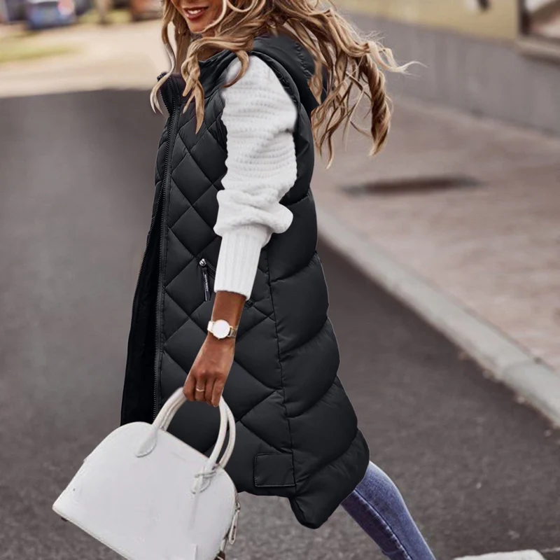 Weste Damen Lang Mit Kapuze | Gesteppt Für Herbst Und Winter