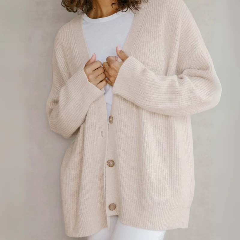 Strickjacke Damen Oversize Gerippt | Locker Lang