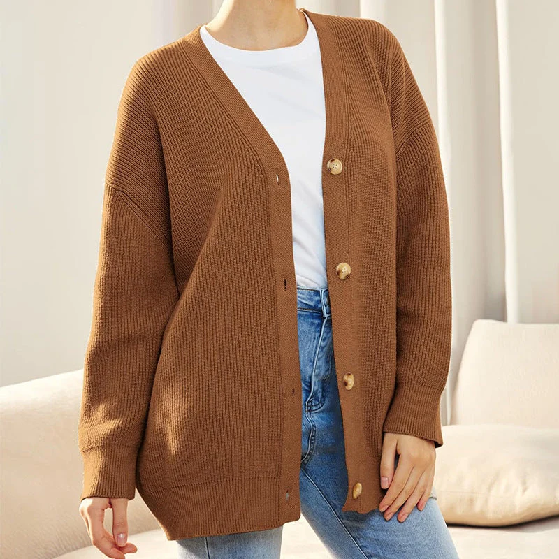Strickjacke Damen Oversize Gerippt | Locker Lang