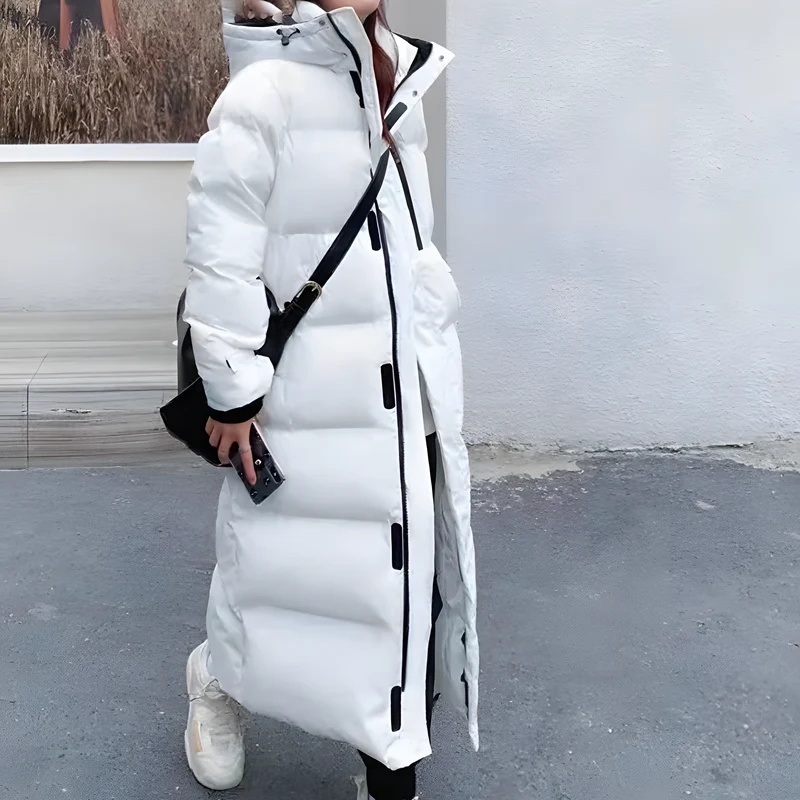 Daunenjacke Damen Wintermantel Lang | Gefüttert Mit Kapuze