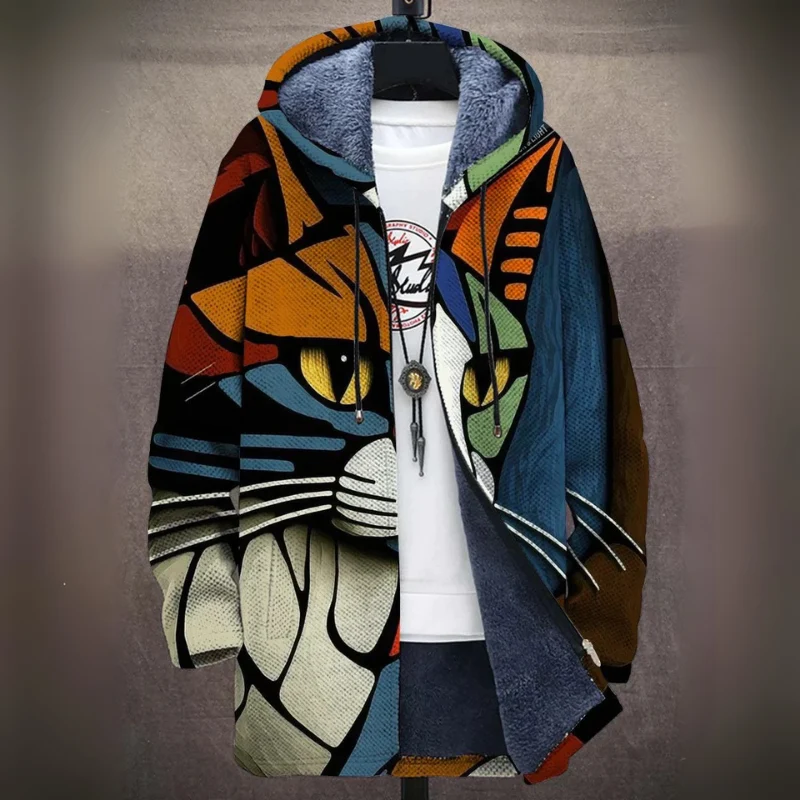 Kapuzen-Strickjacke Mit Print Für Damen | Lockere Passform
