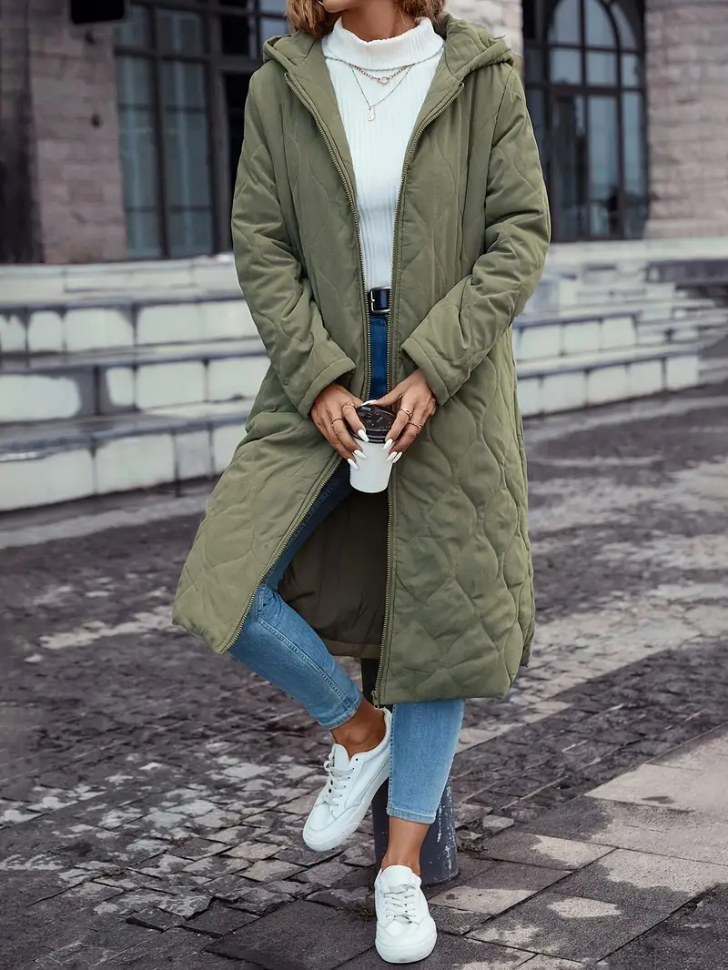 Daunenjacke Damen Lang Mit Kapuze | Gepolstertes Design