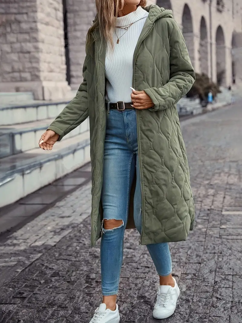 Daunenjacke Damen Lang Mit Kapuze | Gepolstertes Design