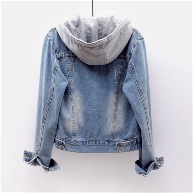 Damen Casual Übergangsjacke Jeansjacke | Mit Kapuze
