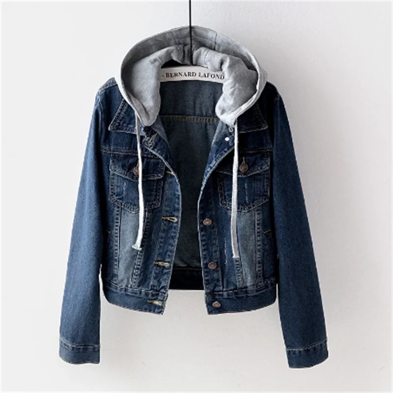 Damen Casual Übergangsjacke Jeansjacke | Mit Kapuze