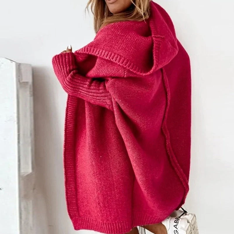 Damen Strickjacke Long Cardigan | Oversized Mit Kapuze