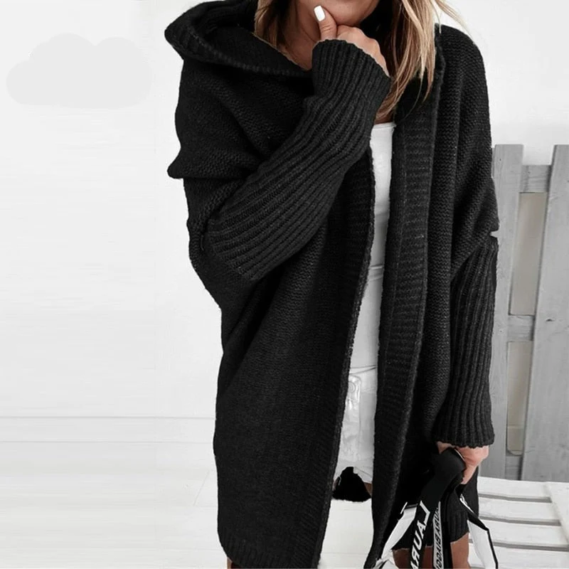 Damen Strickjacke Long Cardigan | Oversized Mit Kapuze