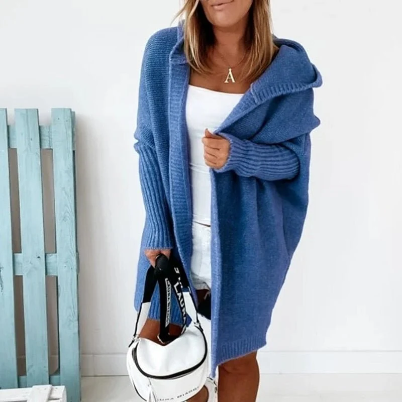Damen Strickjacke Long Cardigan | Oversized Mit Kapuze
