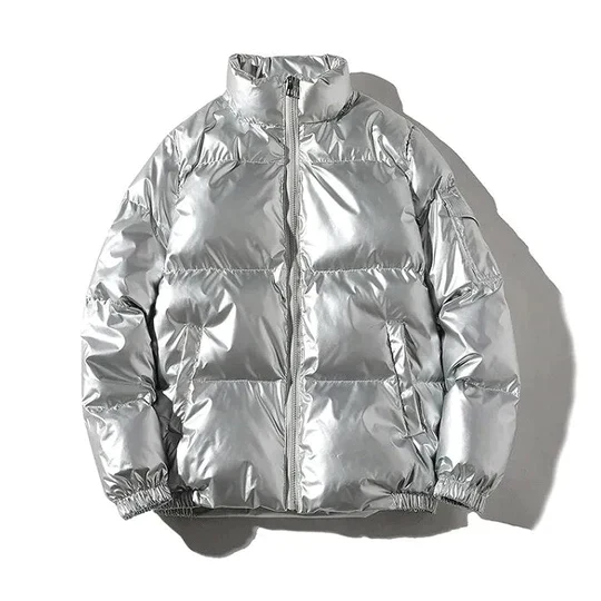 Metallische Winter-Pufferjacke für Herren