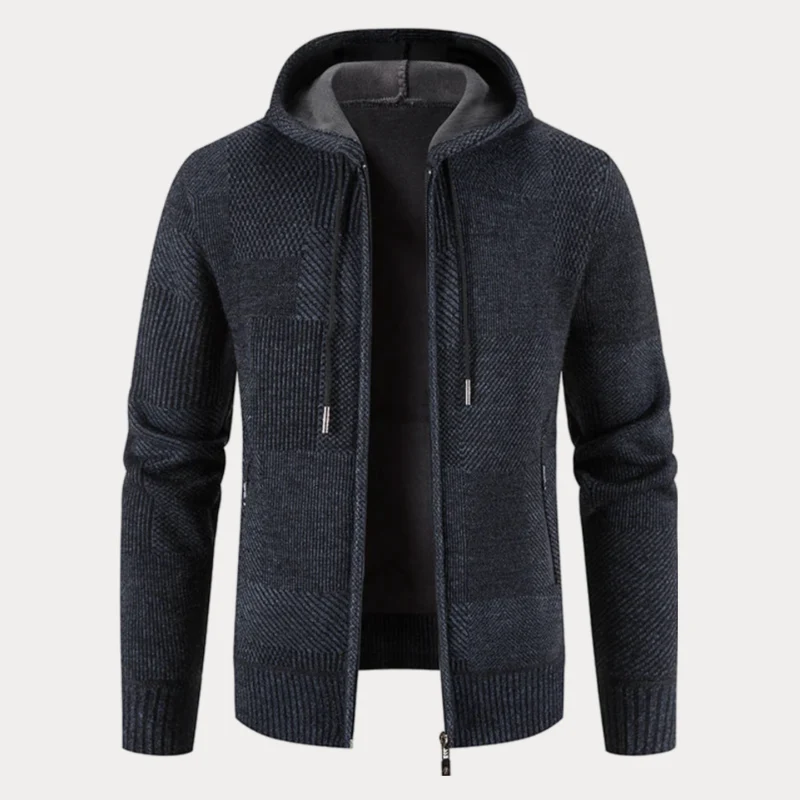 Stilvolle Winter Strickjacke mit Kapuze