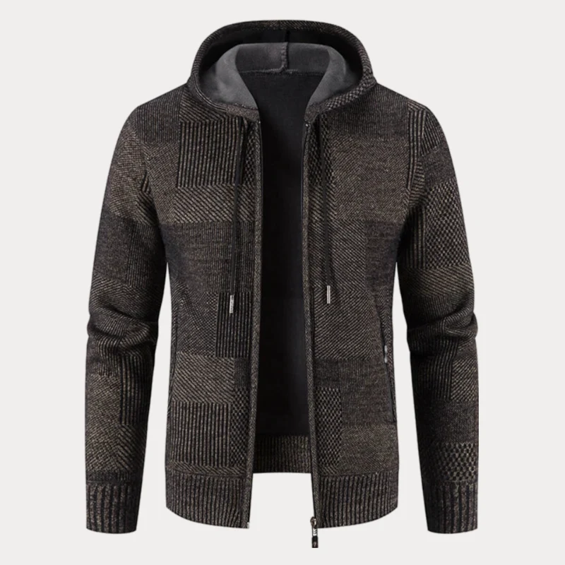 Stilvolle Winter Strickjacke mit Kapuze