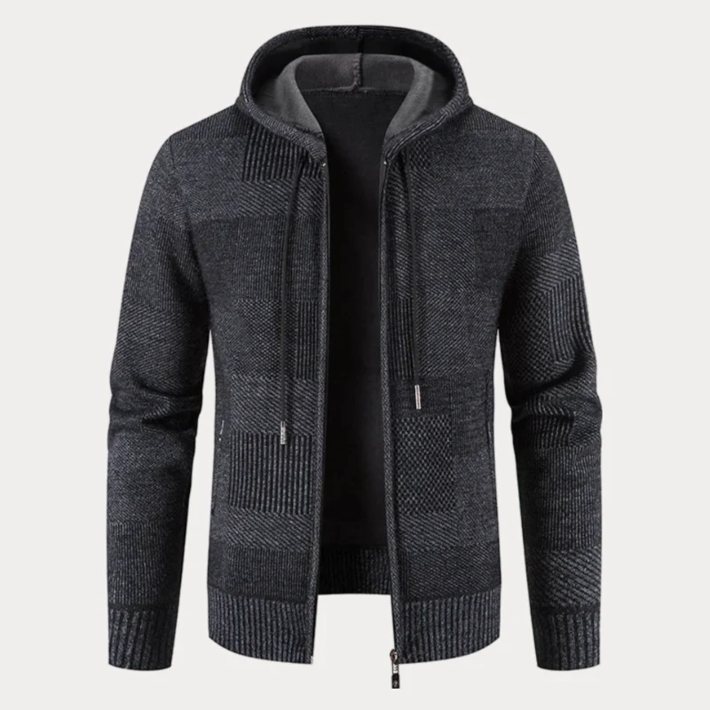 Stilvolle Winter Strickjacke mit Kapuze