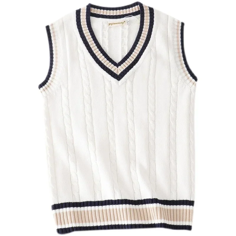Dicker V-Ausschnitt ärmelloser Strickpullover