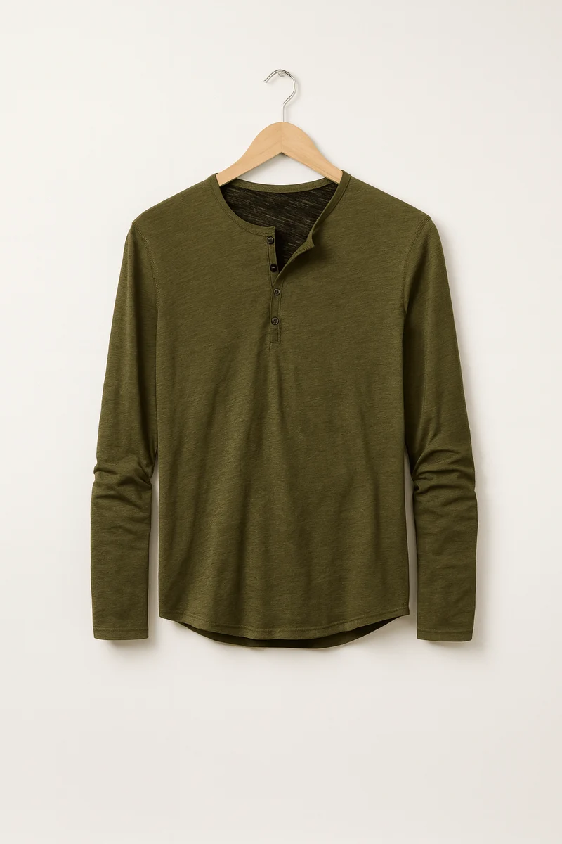 Knopfleisten Langarm Henley Shirt