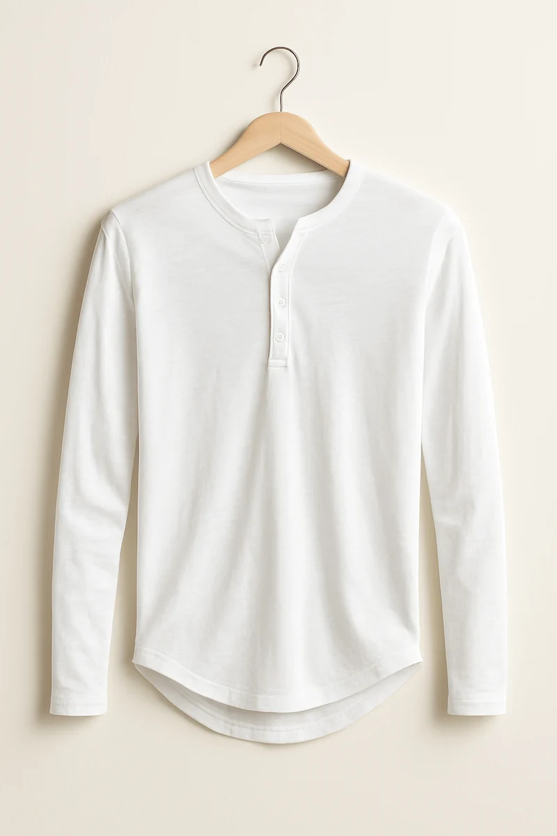 Knopfleisten Langarm Henley Shirt