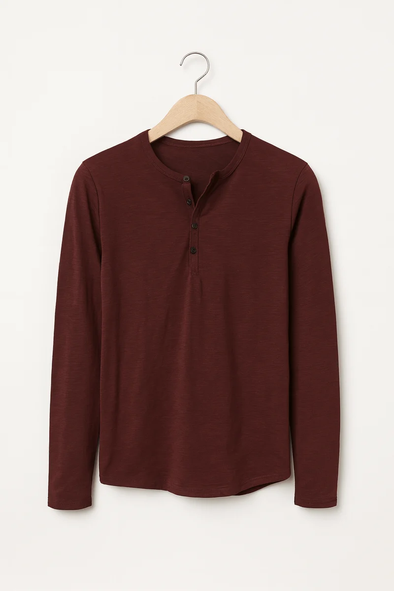 Knopfleisten Langarm Henley Shirt