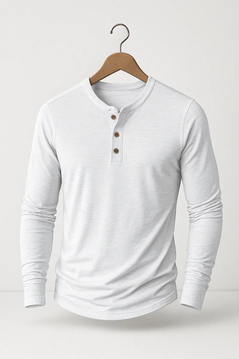 Klassisches Langarm Henley Shirt