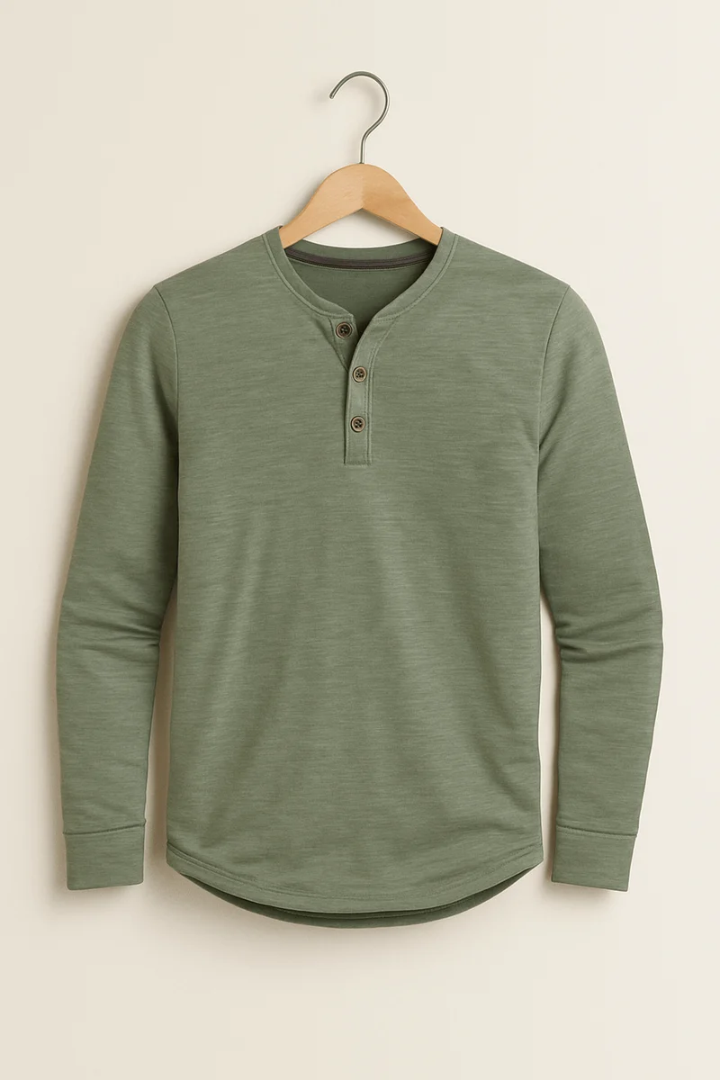 Klassisches Langarm Henley Shirt