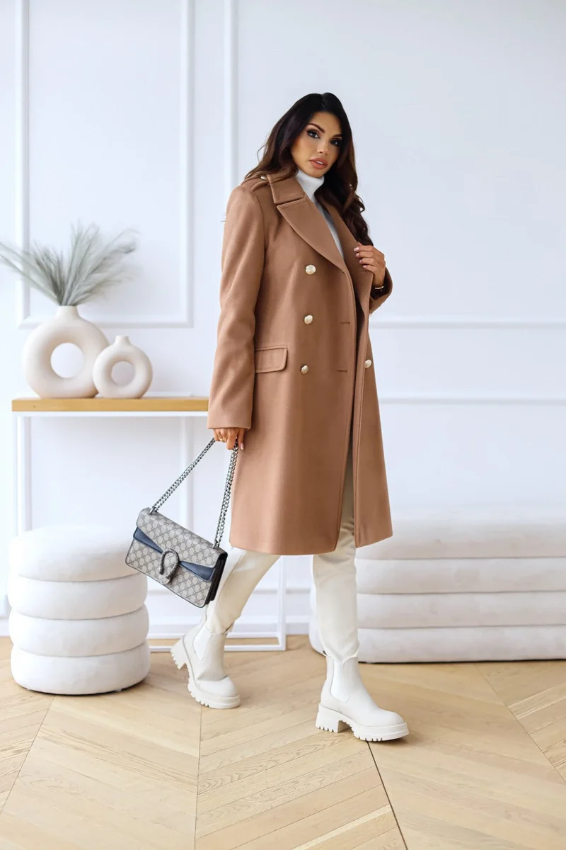 Trenchcoat Damen Elegant | Winter Lang Doppelreihig