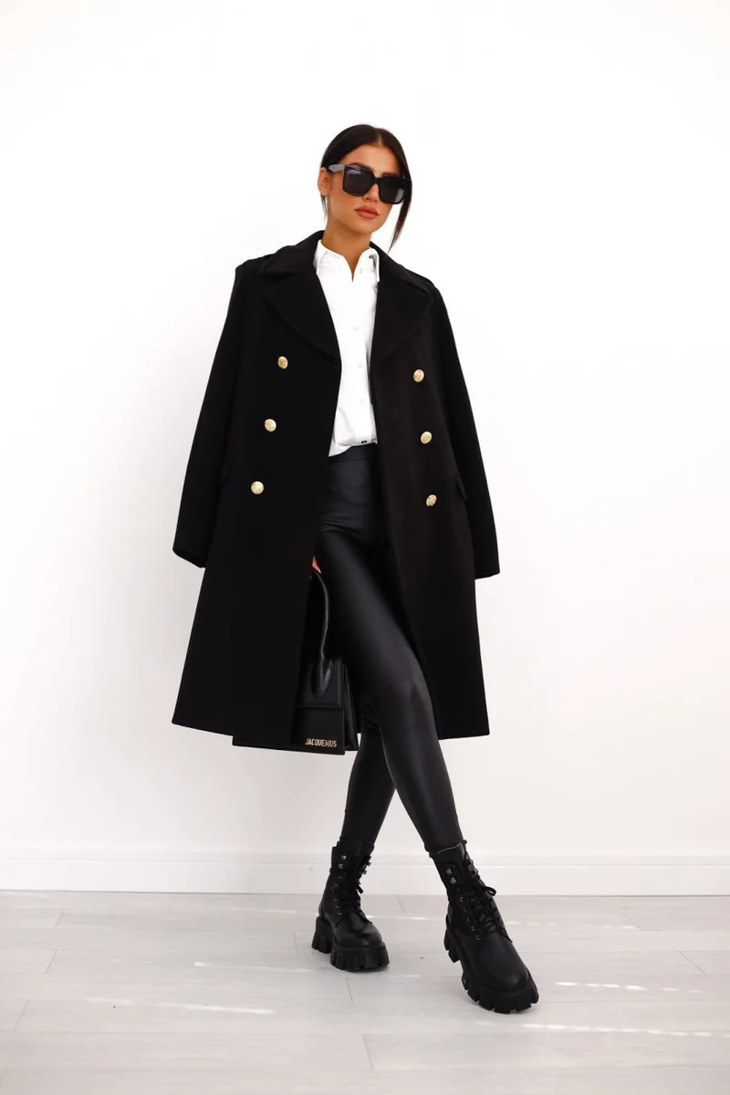 Trenchcoat Damen Elegant | Winter Lang Doppelreihig