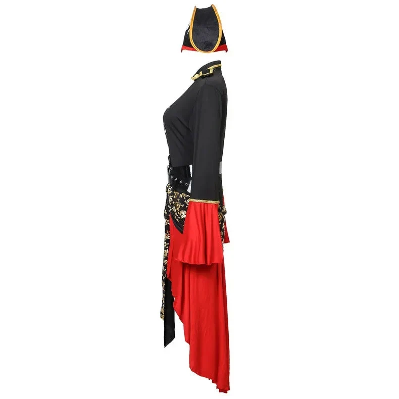 Damen Piraten-Halloween-Kostümkleid | Schnürung & Asymmetrischer Saum