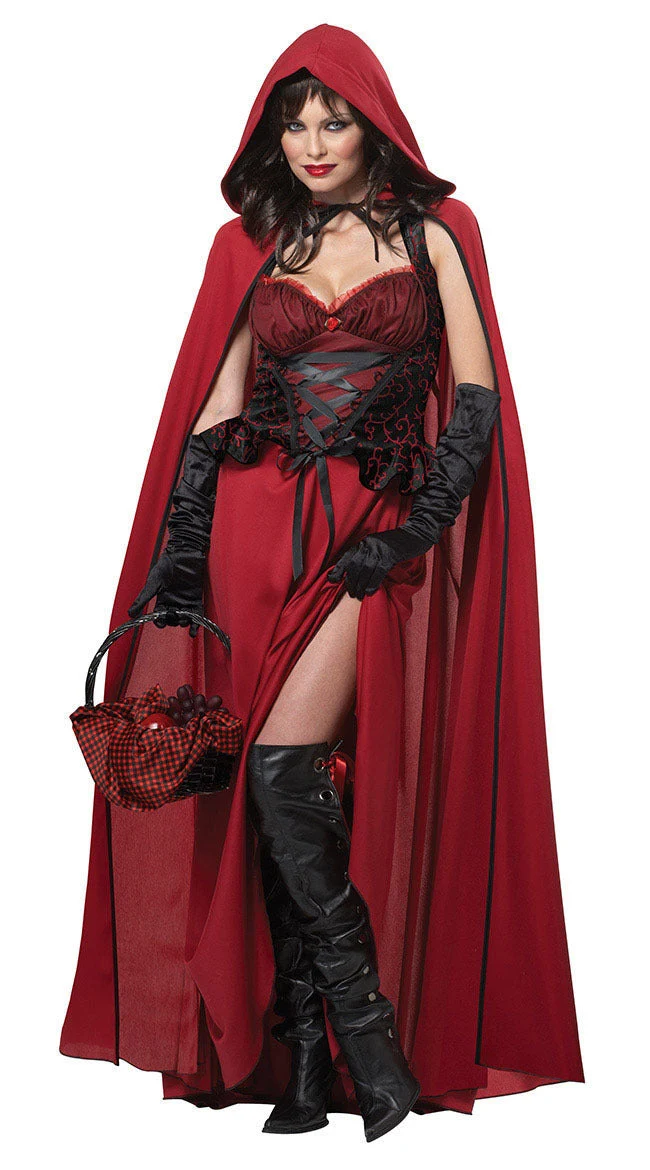 Damen Halloween-Kostümkleid mit Kapuze | Schnürung & Maxi-Länge