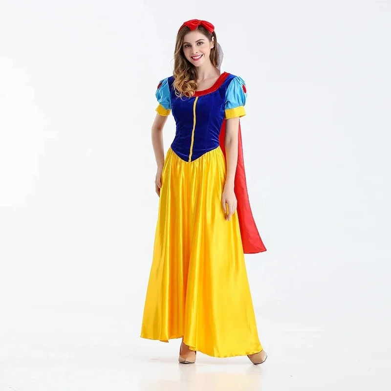 Damen Schneewittchen Halloween Kleid | Märchenhaftes Kostüm mit Umhang
