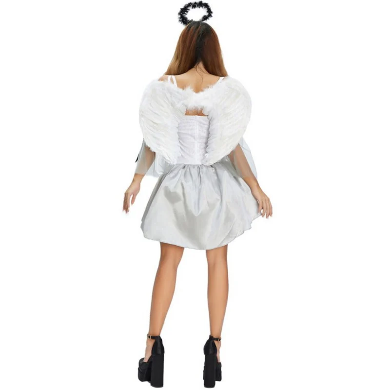 Damen Halloween Kleid mit Schnürung | Mini mit Flügeln
