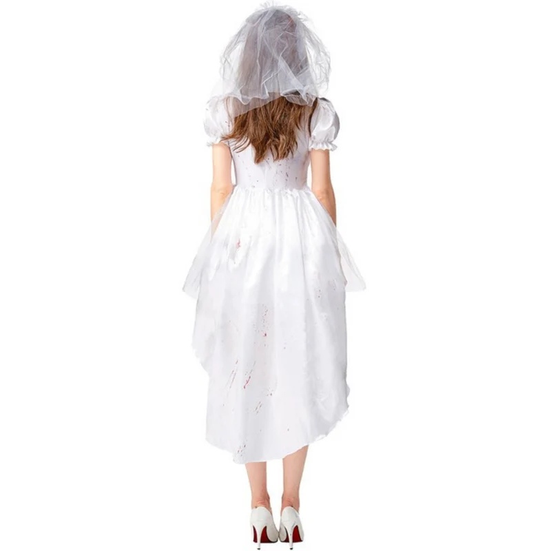 Damen Halloween Braut Kostüm | Kleid mit Tüllrock und Schleier