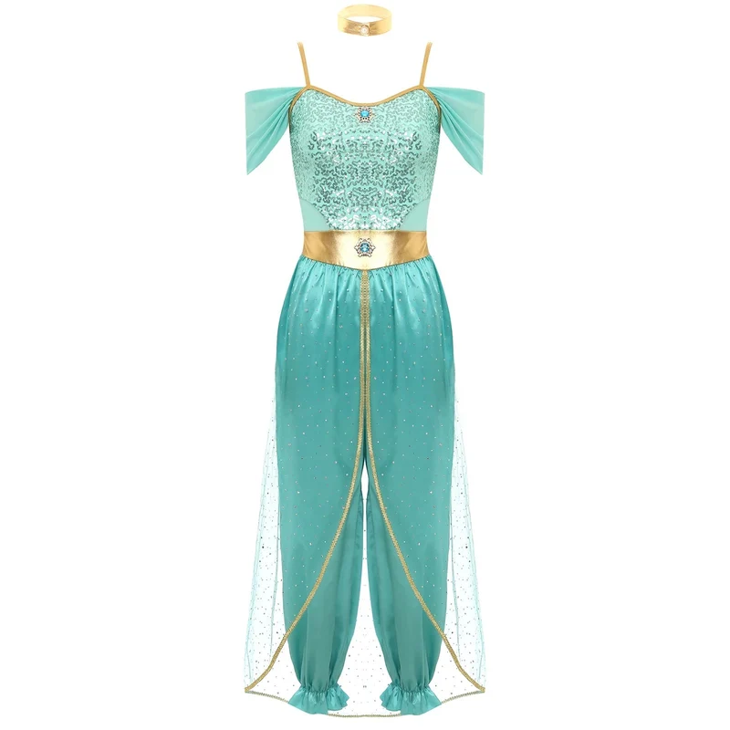 Damen Fantasy Halloween Jumpsuit | Schulterfrei im Harem-Stil