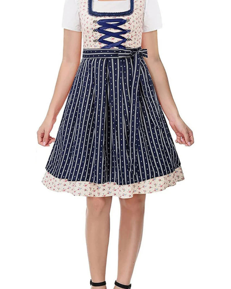Damen Blumenmuster Dirndlkleid | Midi Festlich