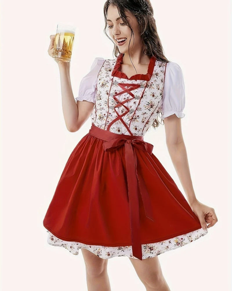 Damen Blumenmuster Dirndlkleid | Festlich