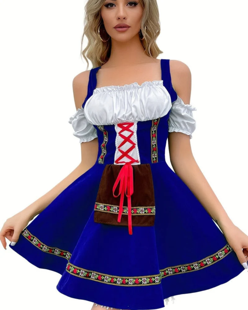 Damen Schulterfreies Traditionelles Dirndlkleid | Mini