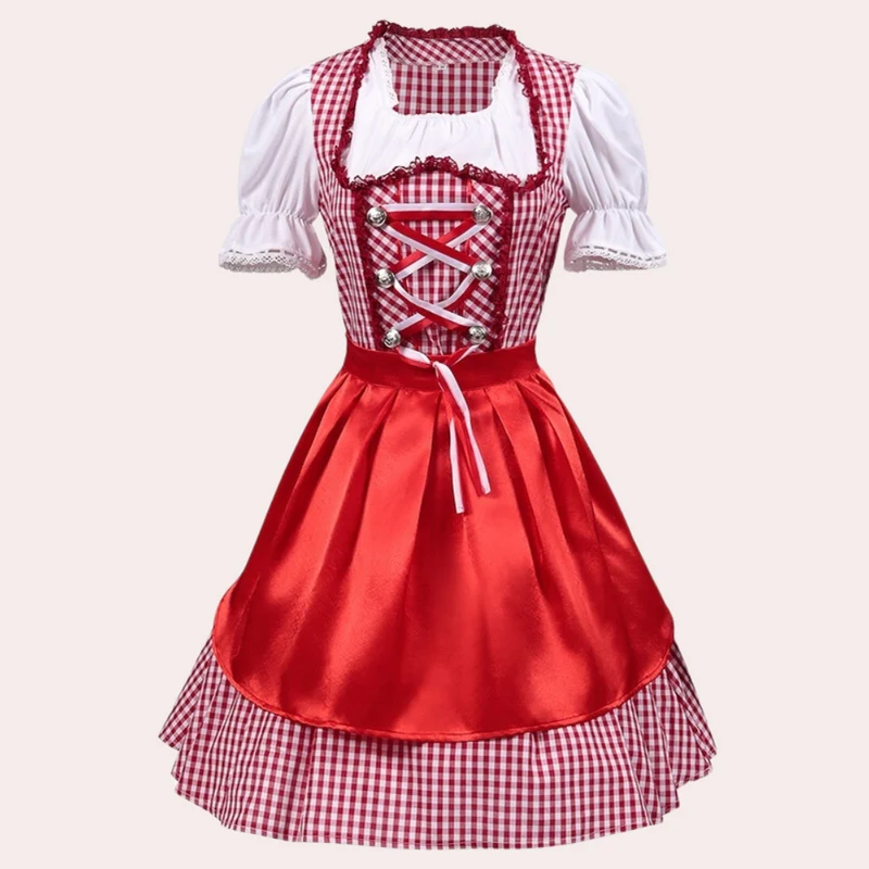 Damen Klassisches Kariertes Dirndlkleid | Mini