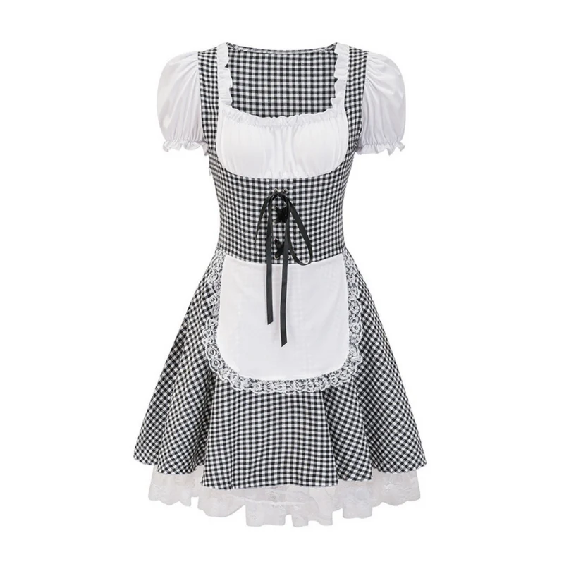 Damen Dirndl im Landhausstil | Trachtenkleid mit Bluse und Schnürung