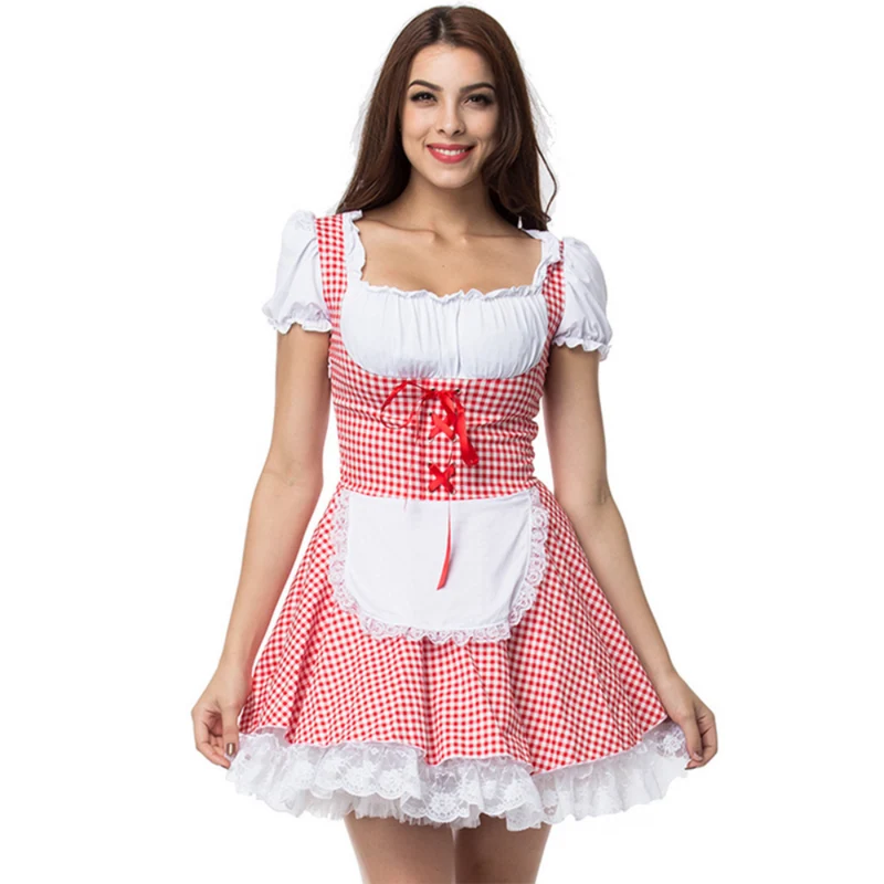 Damen Dirndl im Landhausstil | Trachtenkleid mit Bluse und Schnürung
