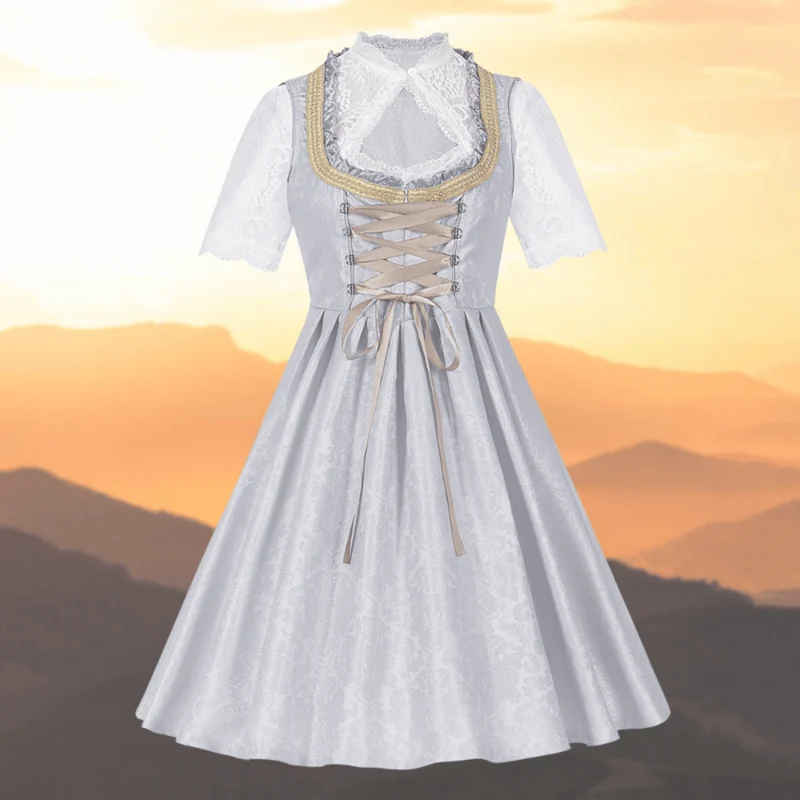 Damen Elegantes Spitzen Dirndlkleid | Midi