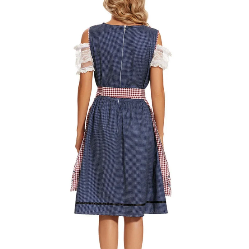 Damen Kariertes Klassisches Dirndlkleid | Midi