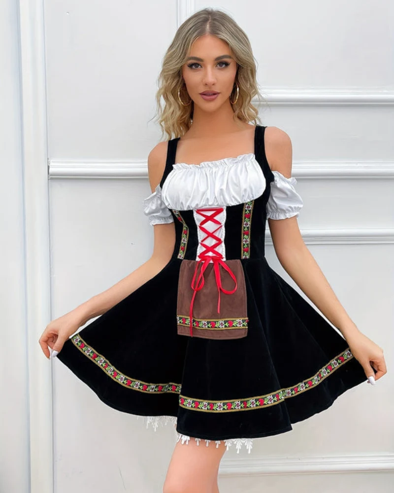 Damen Schulterfreies Klassisches Dirndlkleid | Mini