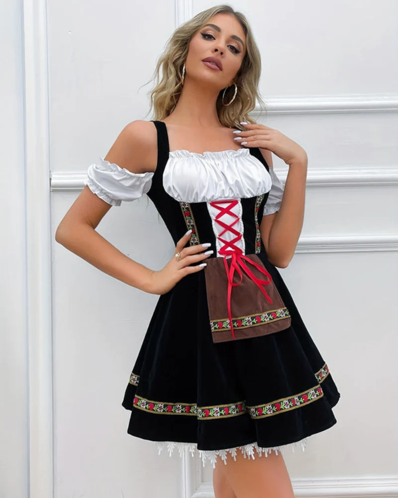 Damen Schulterfreies Klassisches Dirndlkleid | Mini