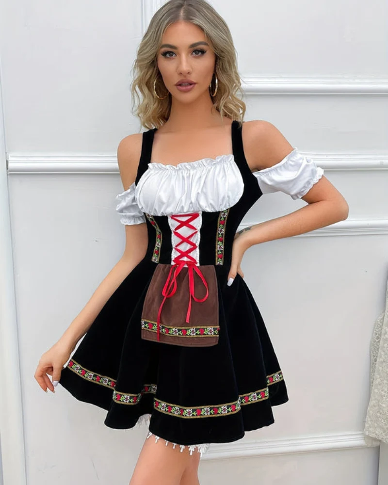 Damen Schulterfreies Klassisches Dirndlkleid | Mini